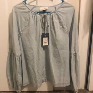 Light wash long sleeve jean shirt